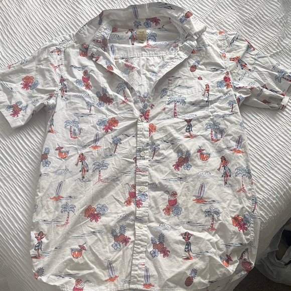 True Craft Tropical Print Shirt - White, Blue, Red - Picture 1 of 3